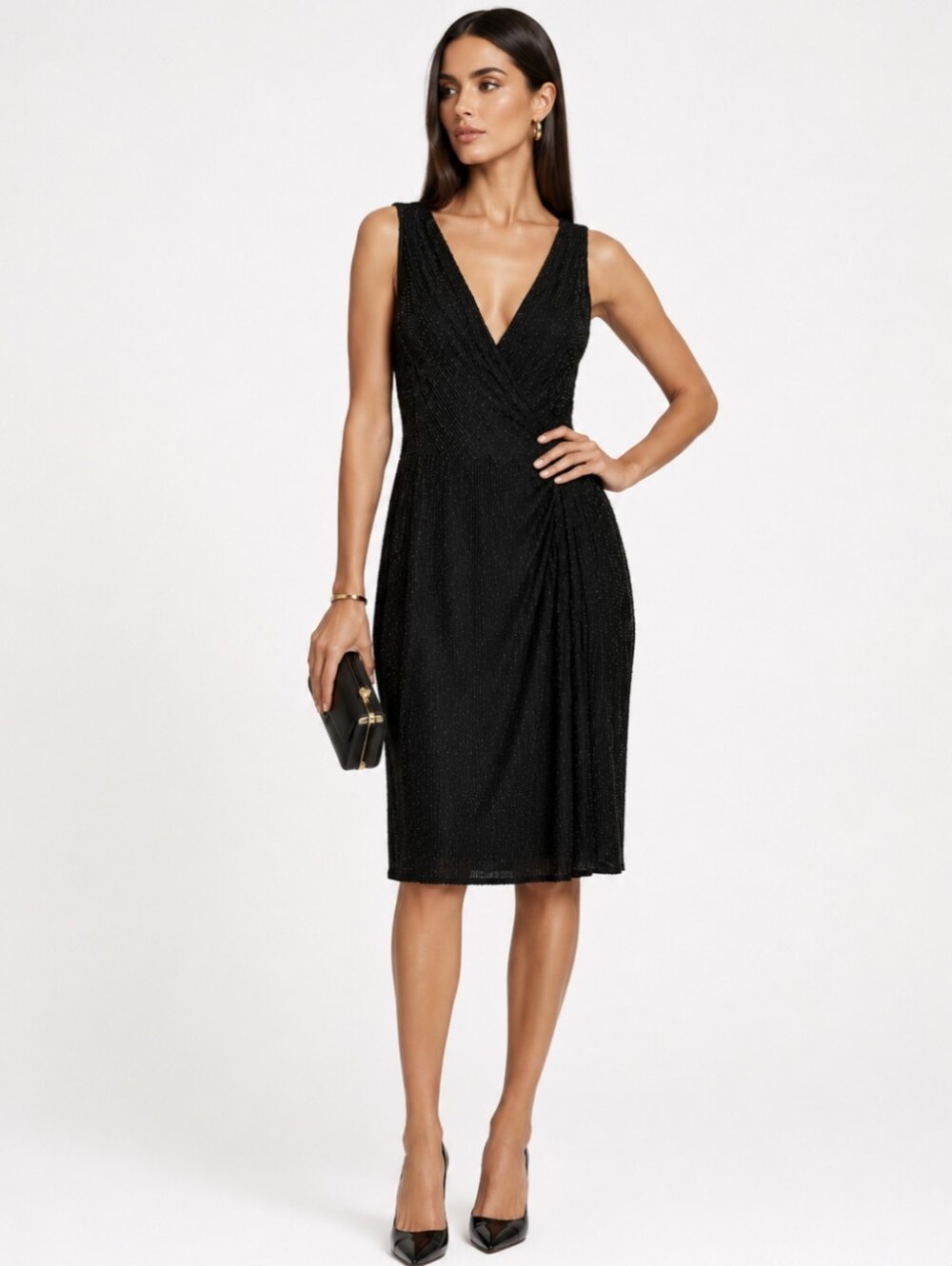 Diane Von Furstenberg Black Silk Beaded Dress Sz 6 Quiet Luxury Old Money Style